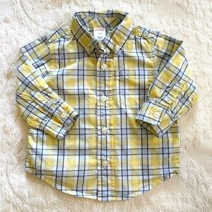 Gymboree Yellow and White Plaid Button Down Shirt